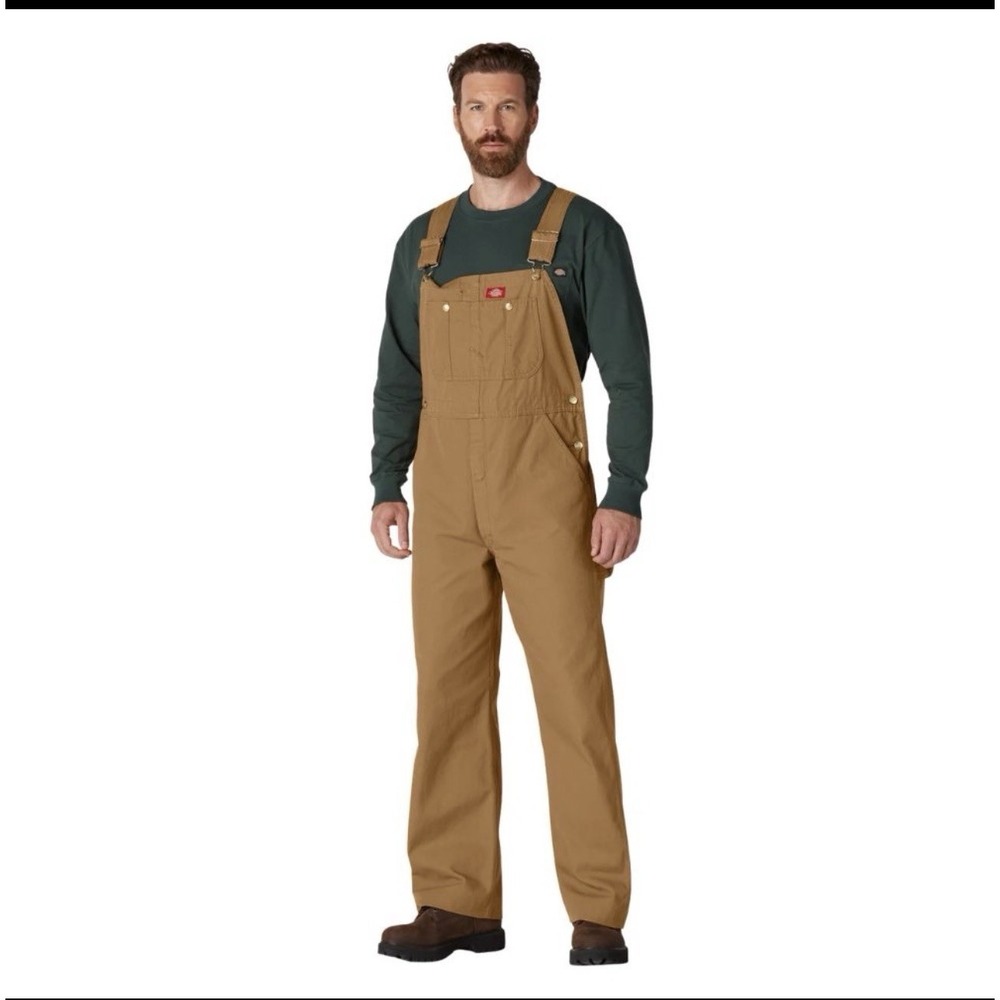 Dickies Duck Bib Overalls Mens 36x32 Brown Workwear Carpenter NWT DB100RBD